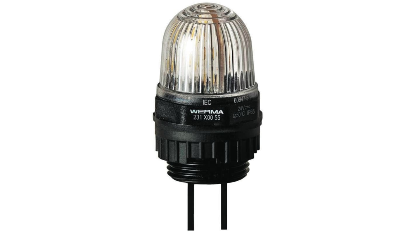 Werma EM 231 Series White Steady Beacon, 24 V dc, Built-in Mount, LED Bulb, IP65