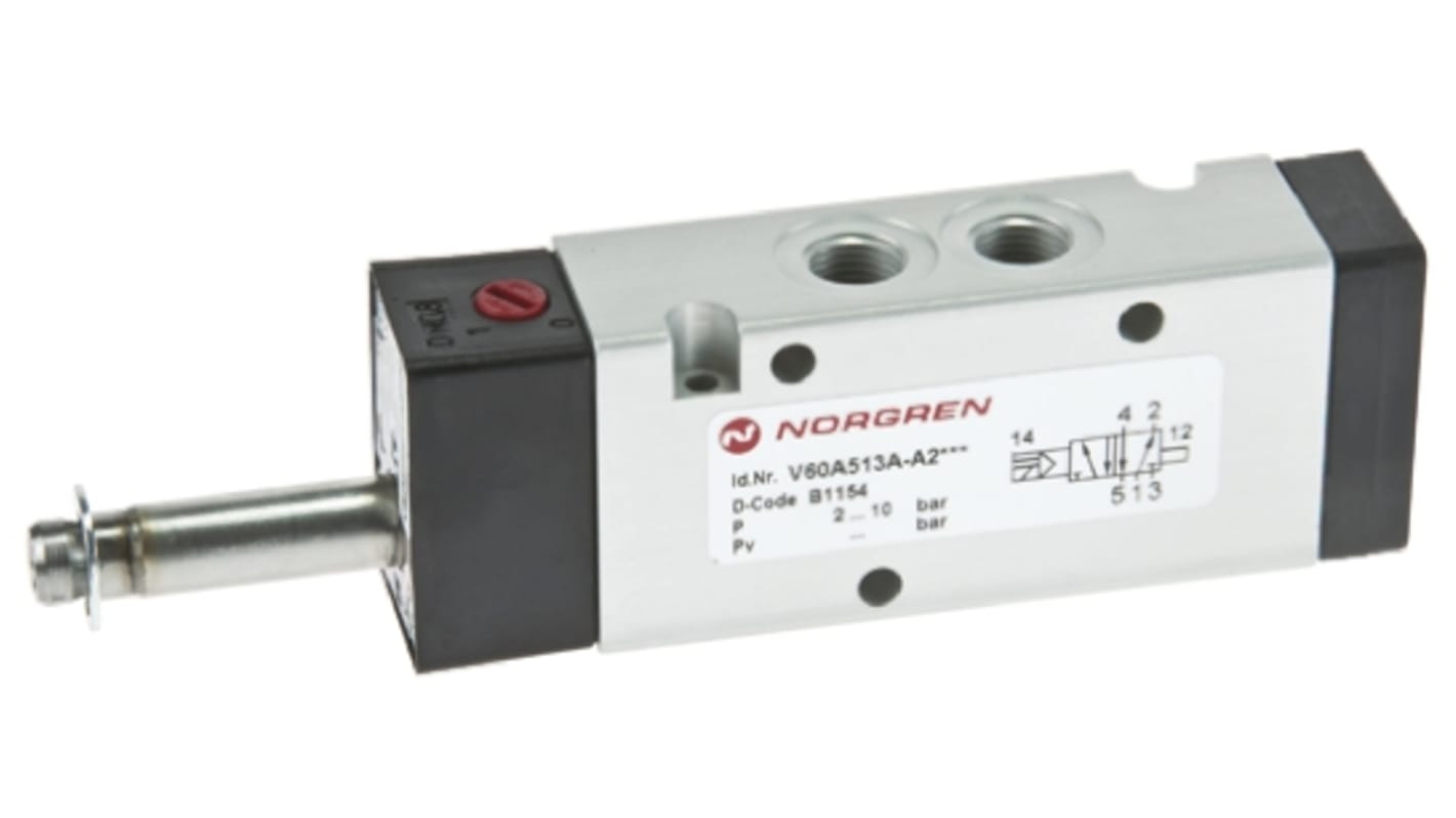 Norgren 60 Pneumatik-Magnetventil 5/3 Verteiler G1/8, Magnet/Pneumatisch-betätigt