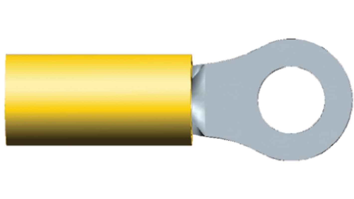 TE Connectivity 绝缘铜线鼻子, Φ5mm内环, M5螺栓, 6.6mm²线规, 黄色, PLASTI-GRIP系列