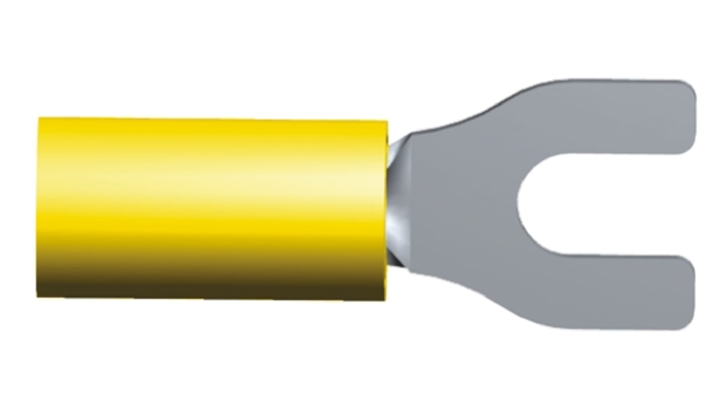 TE Connectivity 绝缘U型端子, M5螺栓, 线规2.6mm²至6.6mm², 黄色, 13.5mm宽, 镀锡触点, PIDG系列