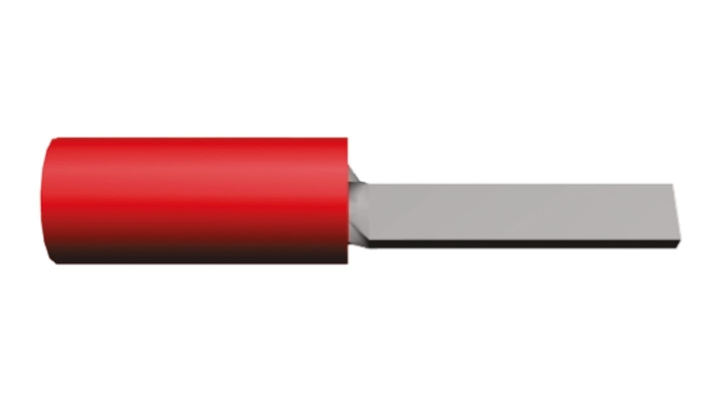 TE Connectivity 片型端子公插, 线规0.26mm²至1.65mm², 插片2.39mm宽x12mm长x0.84mm厚, 红色, 尼龙绝缘, PIDG系列