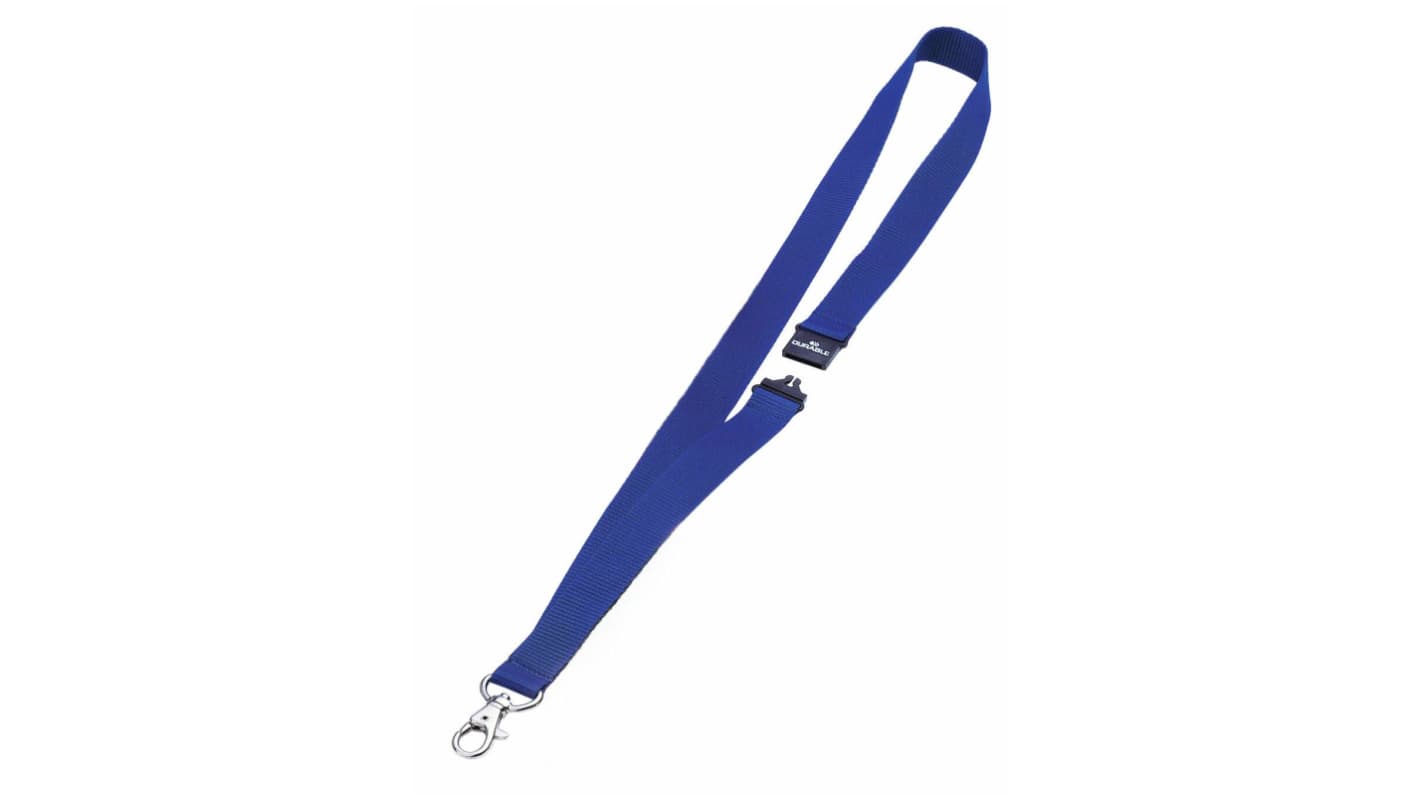 Lacet textile pour badge Durable Bleu, tour de cou détachable, 440mm x 20mm