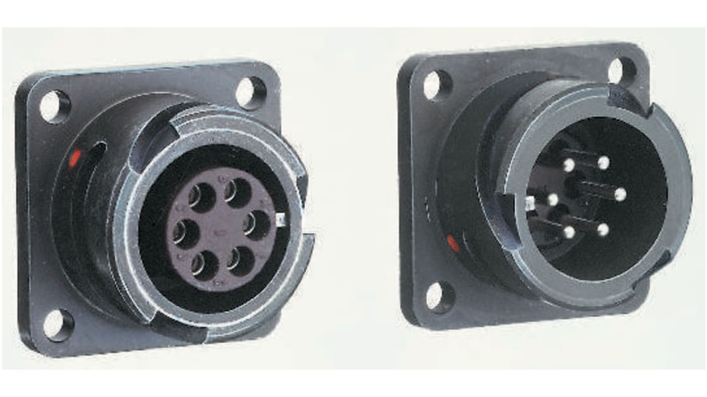 Amphenol Limited, 97B, Brass 14 Way Wall Mount MIL Spec Circular Connector Receptacle, Pin Contacts,Shell Size 22,
