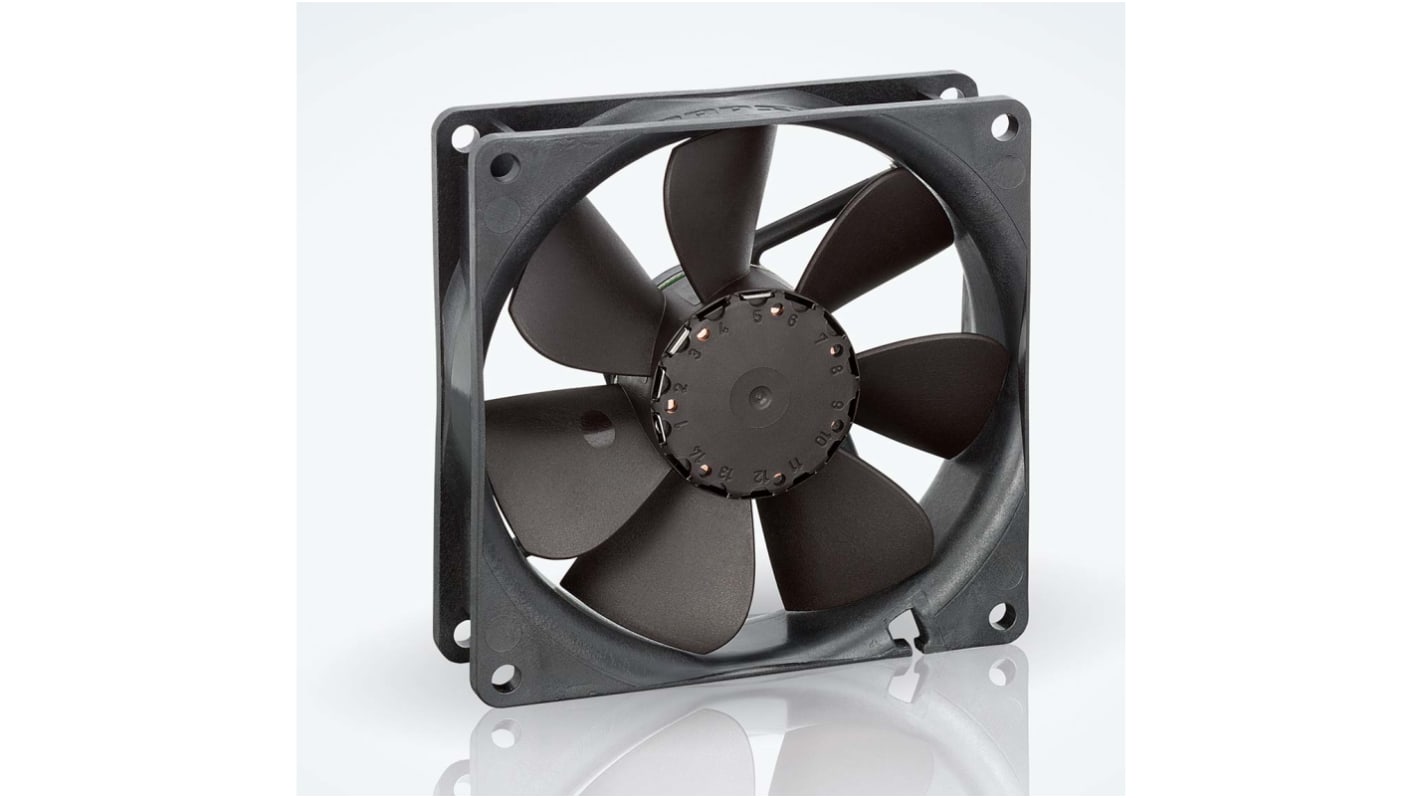 ebm-papst 3400 N Series Axial Fan, 24 V dc, DC Operation, 102m³/h, 3.2W, 113mA Max, IP20, 92 x 92 x 25mm