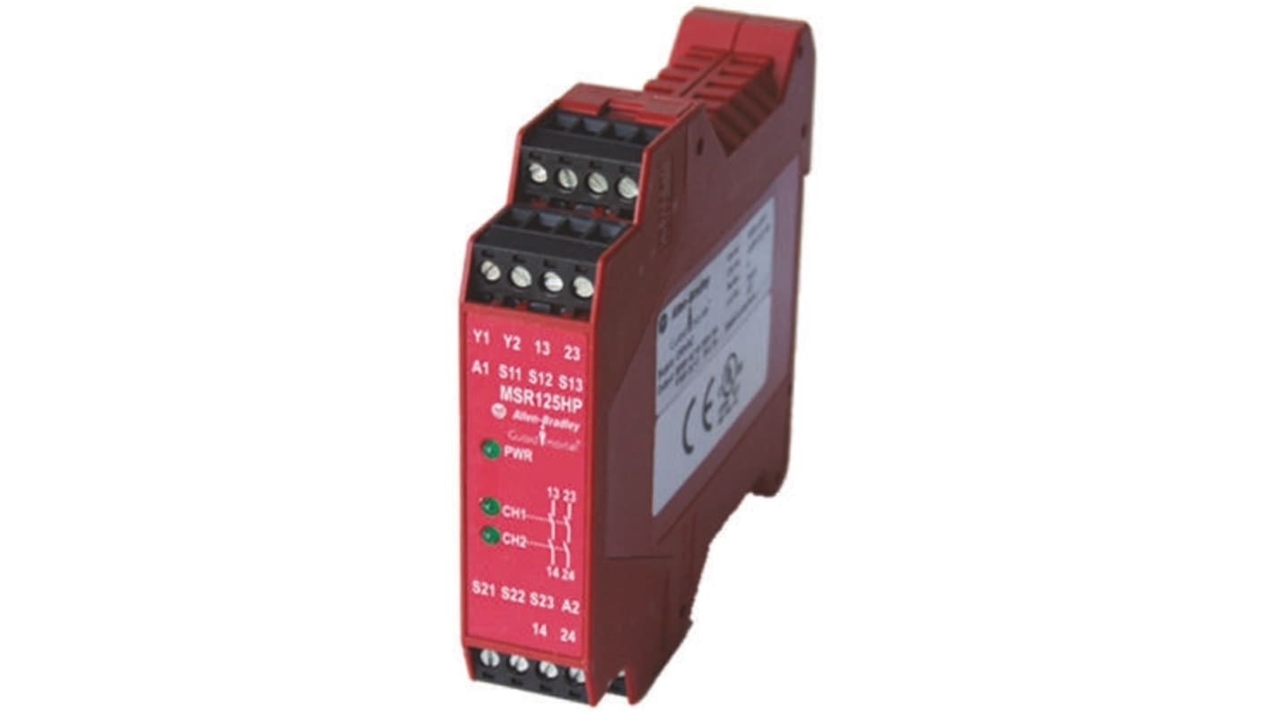 Allen Bradley Guardmaster MSR, Minotaur 440R / MSR125H/HP Two Hand Control Safety Relay, 24V ac/dc, Dual-Channel, 2