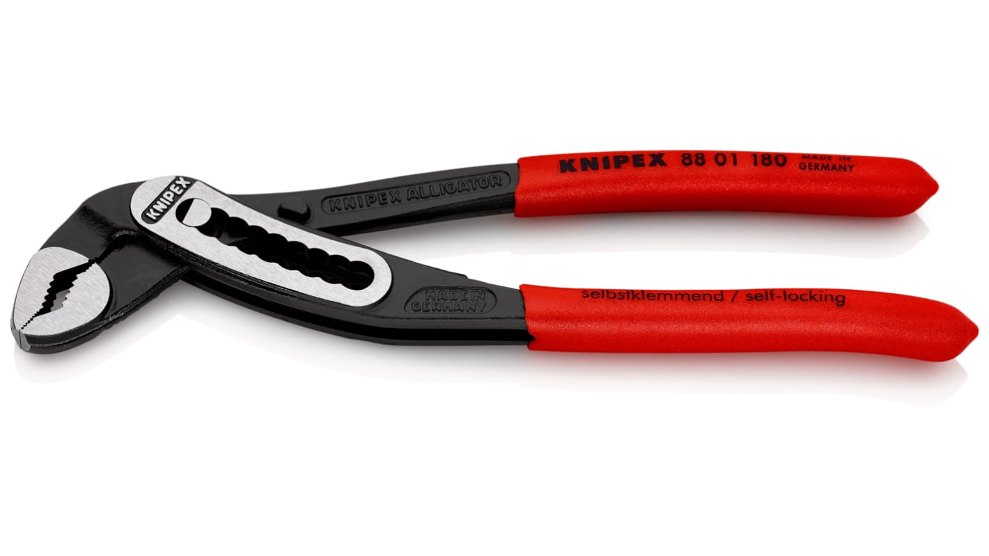 Knipex Alligator® Water Pump Pliers, 180 mm Overall, Flat, Straight Tip, 36mm Jaw