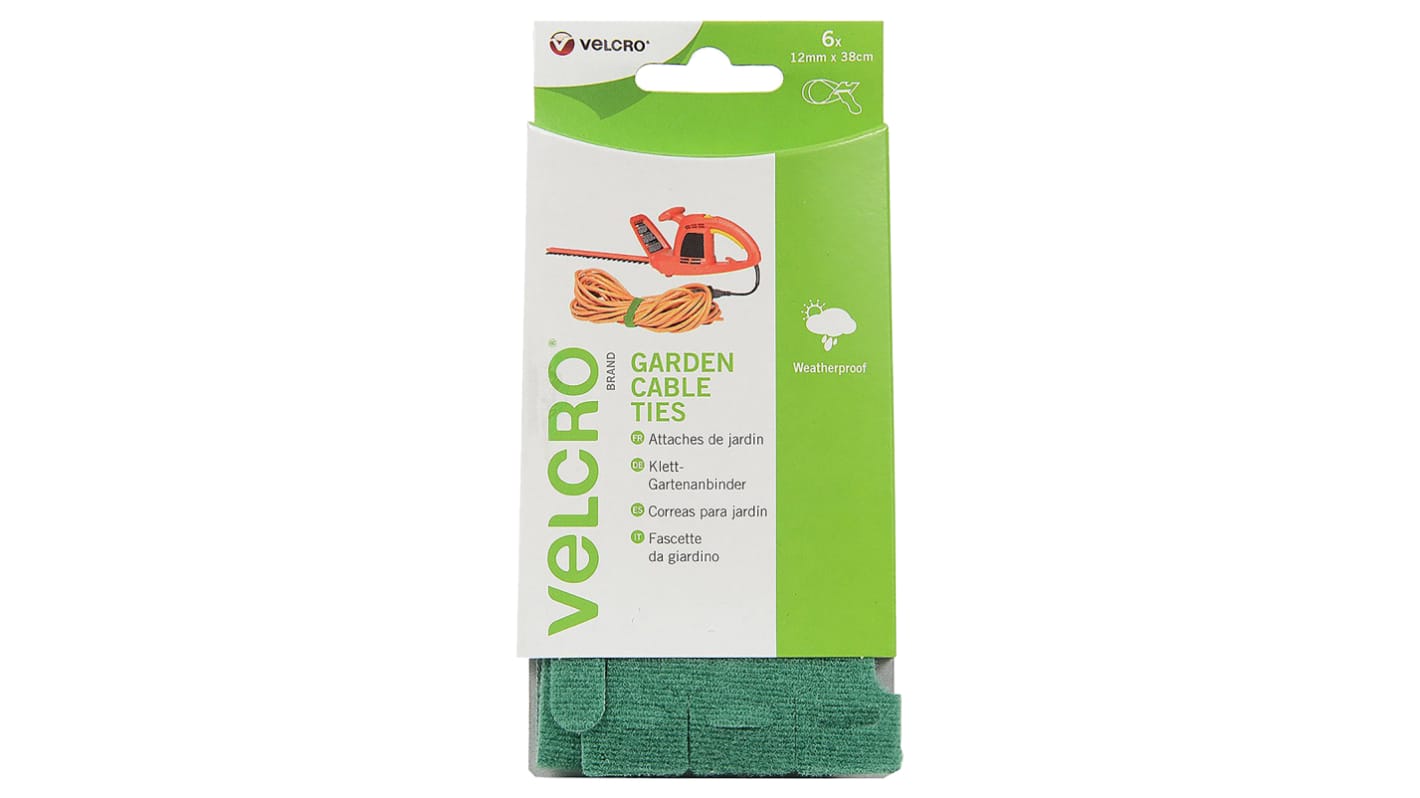 Velcro 粘扣带魔术贴, 绿色, 380mm长 x 12mm宽
