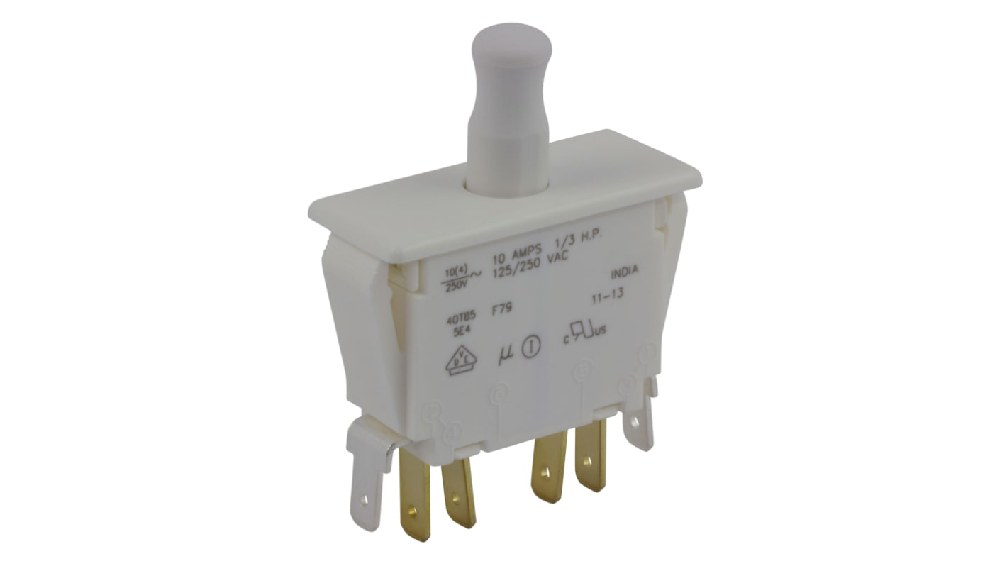 ZF Door Micro Switch, Button, DPDT 10 A @ 250 V ac, -40 → +85°C