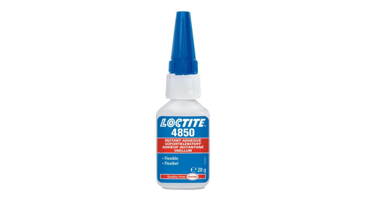 Adhesivo de cianoacrilato Loctite 4850 de color Transparente, Botella de 20 g