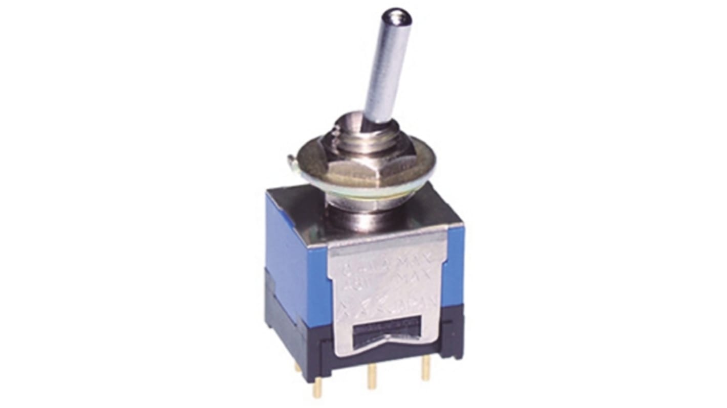 NKK Switches Toggle Switch, PCB Mount, Latching, DPDT, Through Hole Terminal