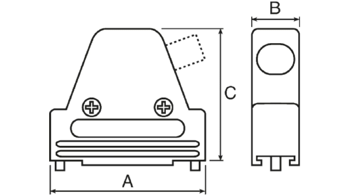 MH Connectors MHDVSL Series Zinc Angled D Sub Backshell, 9 Way, Strain Relief