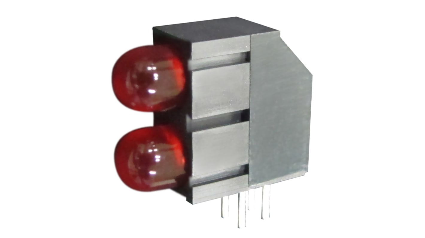 Kingbright L-1503EB/2SRD, Red Right Angle PCB LED Indicator, 2 LEDs, Through Hole 2.5 V