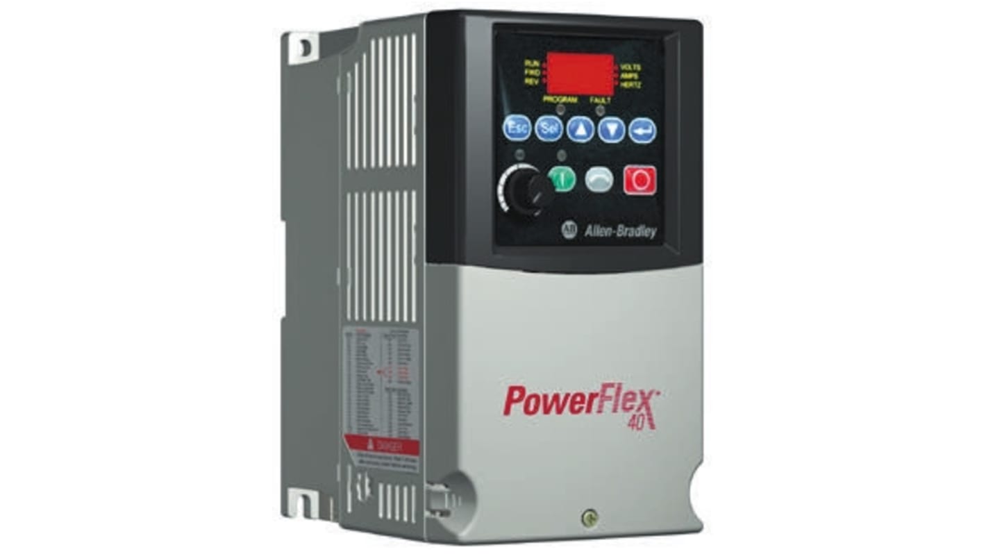 Variador de frecuencia Allen Bradley serie PowerFlex 40, 1,5 kW, 230 V ac, 1 fase, 8 A, 400Hz, IP20, ModBus