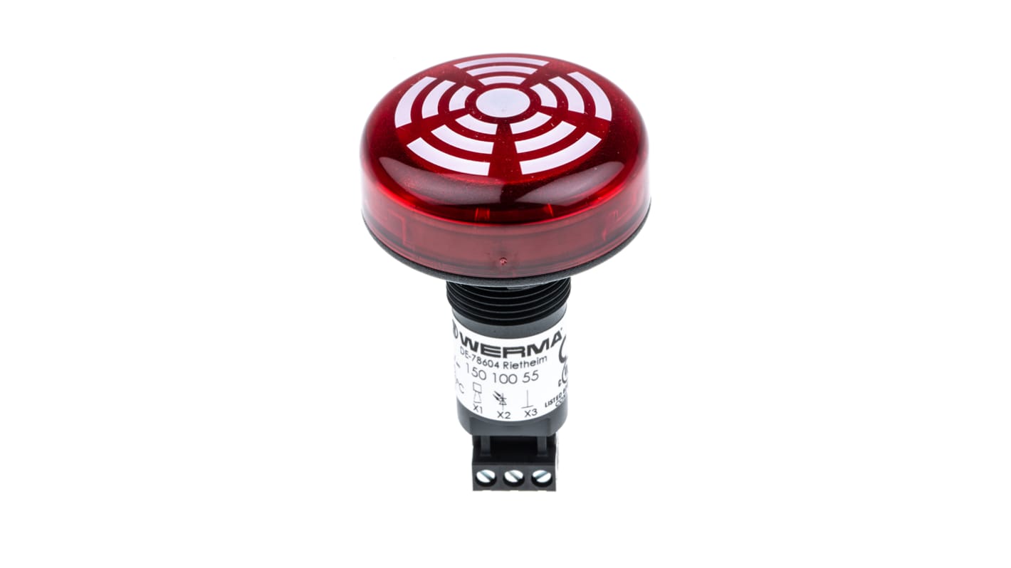 Indicator luminoso y acústico LED Werma 150, 24 V, Rojo, , 80dB @ 1m, IP65