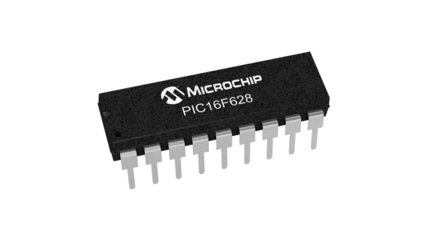 Microchip PIC16F628-04I/P, 8bit PIC Microcontroller, PIC16F, 4MHz, 128 x 8 words, 2048 x 14 words Flash, 18-Pin PDIP