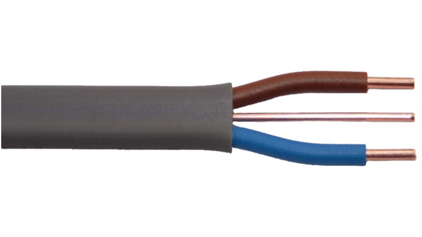 Prysmian, Twin & Earth, 100m 2+E Core, Grey PVC Power Cable +70°C