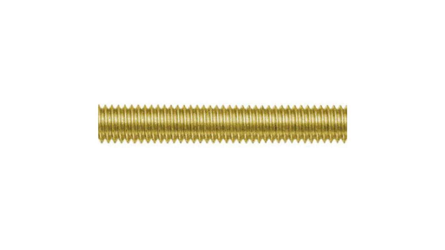 RS PRO Plain Brass Threaded Rod, M6, 1m