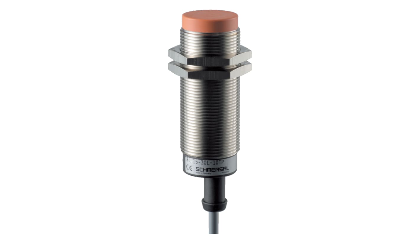 Schmersal IFL-M30 Series Inductive Barrel-Style Proximity Sensor, M30 x 1.5, 15 mm Detection, PNP Output, 10 →