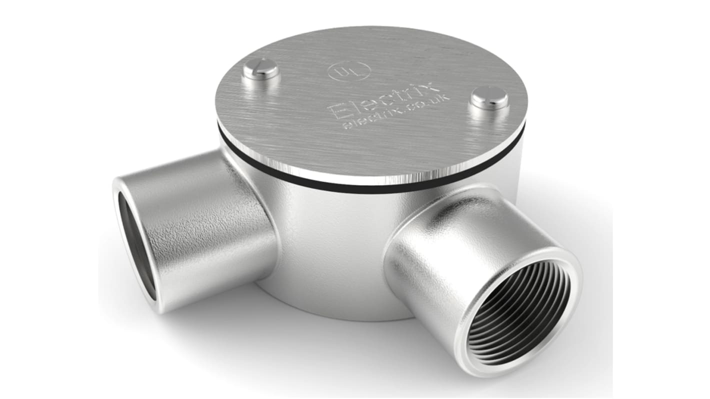 RS PRO Angle Box, Conduit Fitting, 25mm Nominal Size, 316 Stainless Steel, Silver IP67 rating