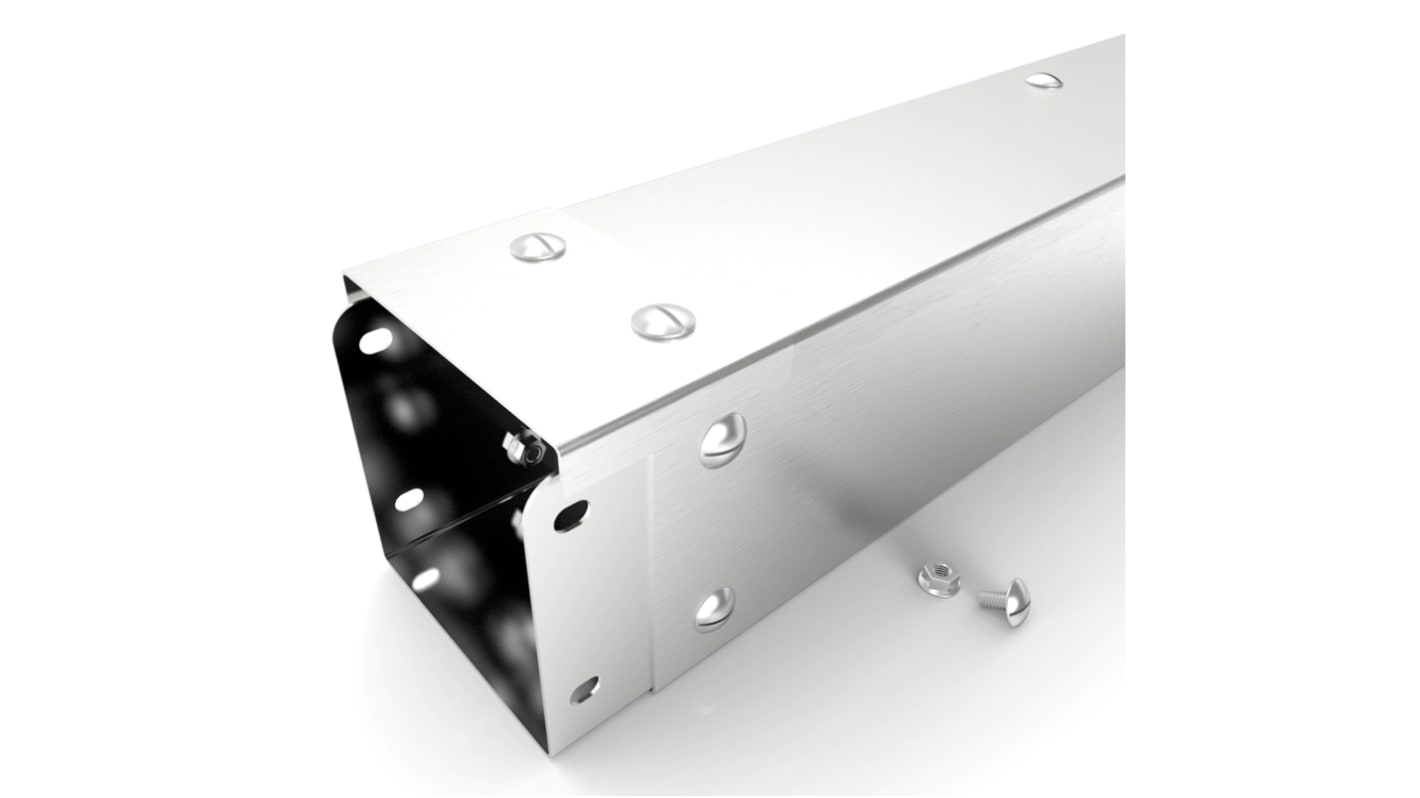 RS PRO Grey Industrial Trunking - Closed Slot, W75 mm x D75mm, L3m, 304 Stainless Steel