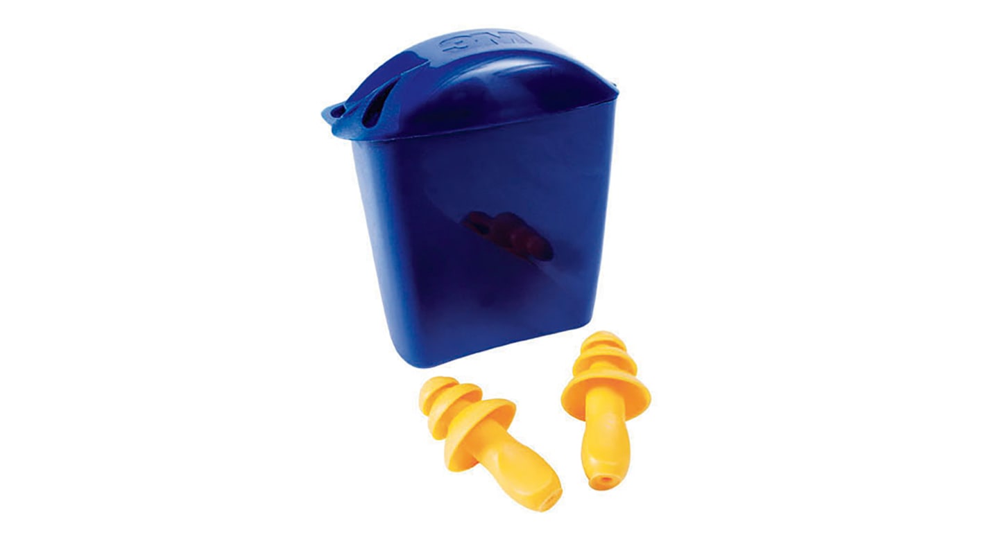 3M 1261 Series Yellow Reusable Uncorded Ear Plugs, 25dB Rated, 50 Pairs