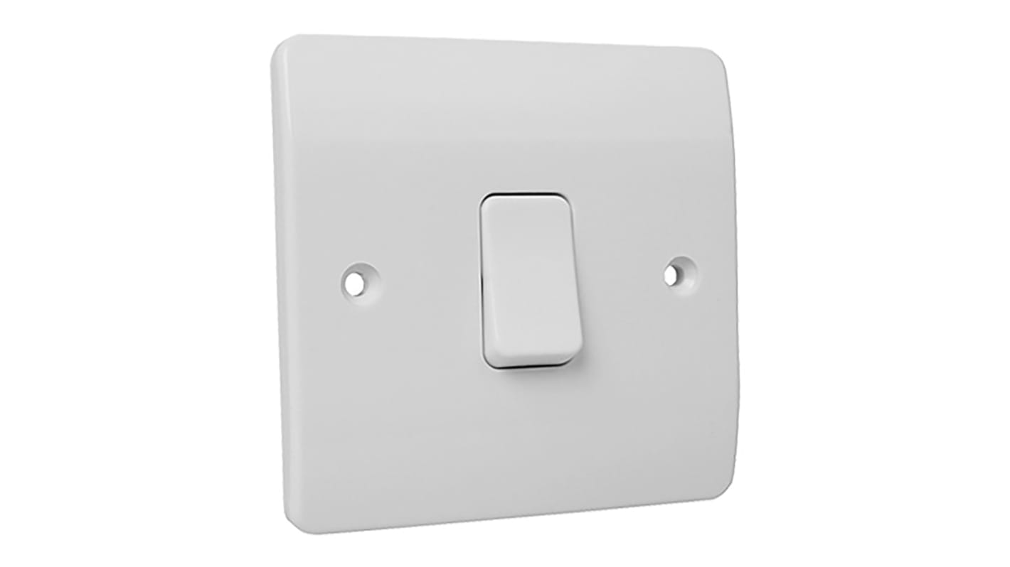 MK Electric White Rocker Light Switch, 2 Way, 1 Gang, Logic Plus