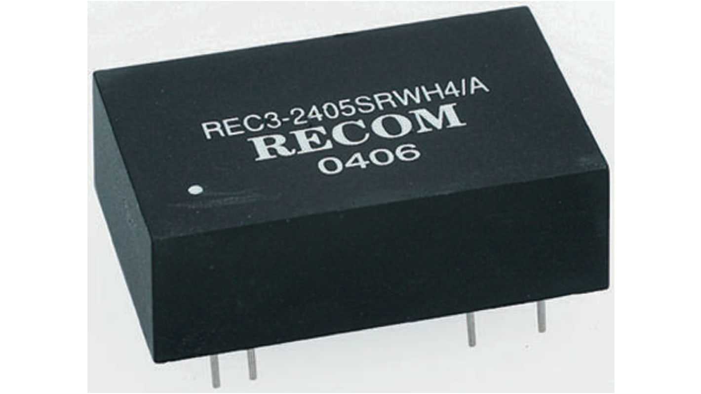 Recom REC3 DC-DC Converter, ±5V dc/ ±300mA Output, 9 → 36 V dc Input, 3W, Through Hole, +85°C Max Temp -40°C Min