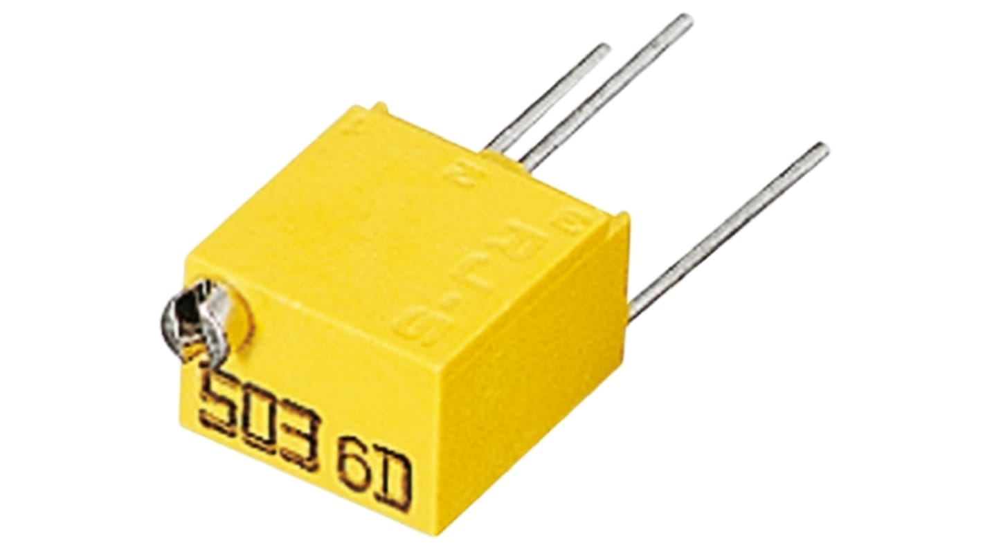 Nidec Components RJ-5 14-Gang THT Trimmer-Potentiometer, Einstellung von oben, 1kΩ, ±10%, 0.25W, Pin, L. 6mm