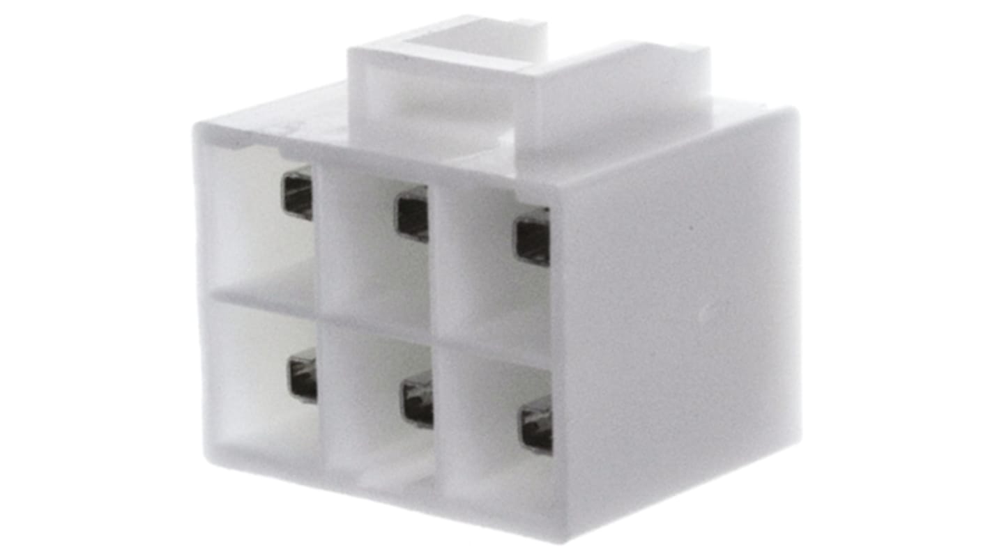 JST 6p双排排针 直向线对板连接器, 6.2mm间距, 20.0A, 600.0 V, THT安装, VL系列
