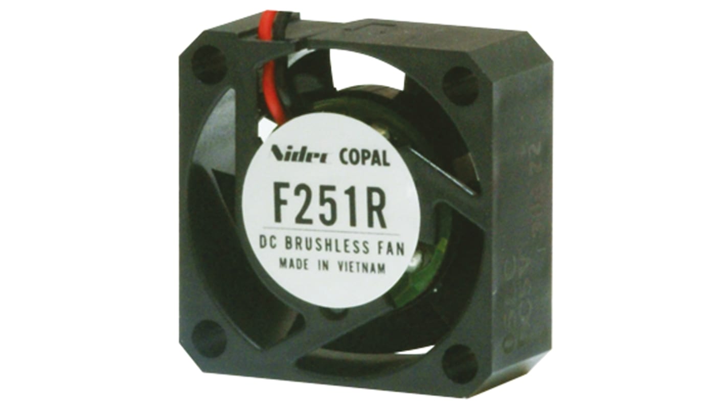 Nidec Components Axial Fan, 5 V dc, DC Operation, 2.4m³/h, 800mW, 60mA Max, 25 x 25 x 10mm