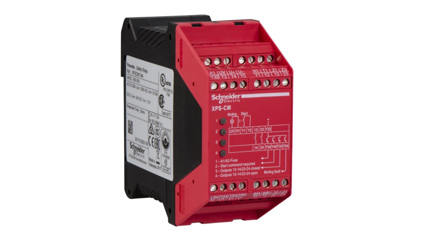 Schneider Electric Preventa XPS XPS CM 4 Auxiliary Contacts Safety Relay 24V dc 2 Safety Contacts