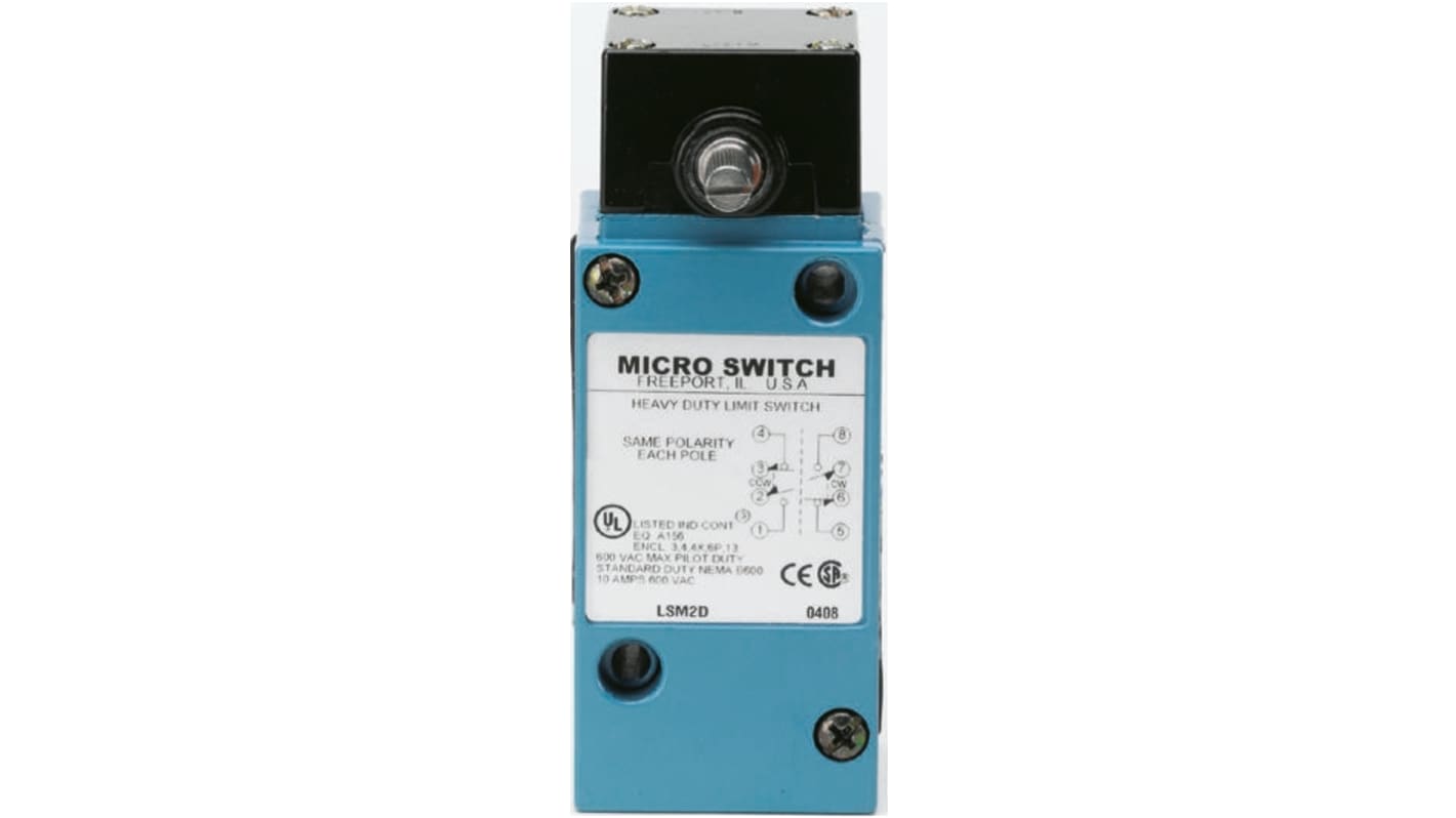 Honeywell HDLS Series Limit Switch, 2NO/2NC, DPDT, Die Cast Zinc Housing, 600V ac Max, 10A Max