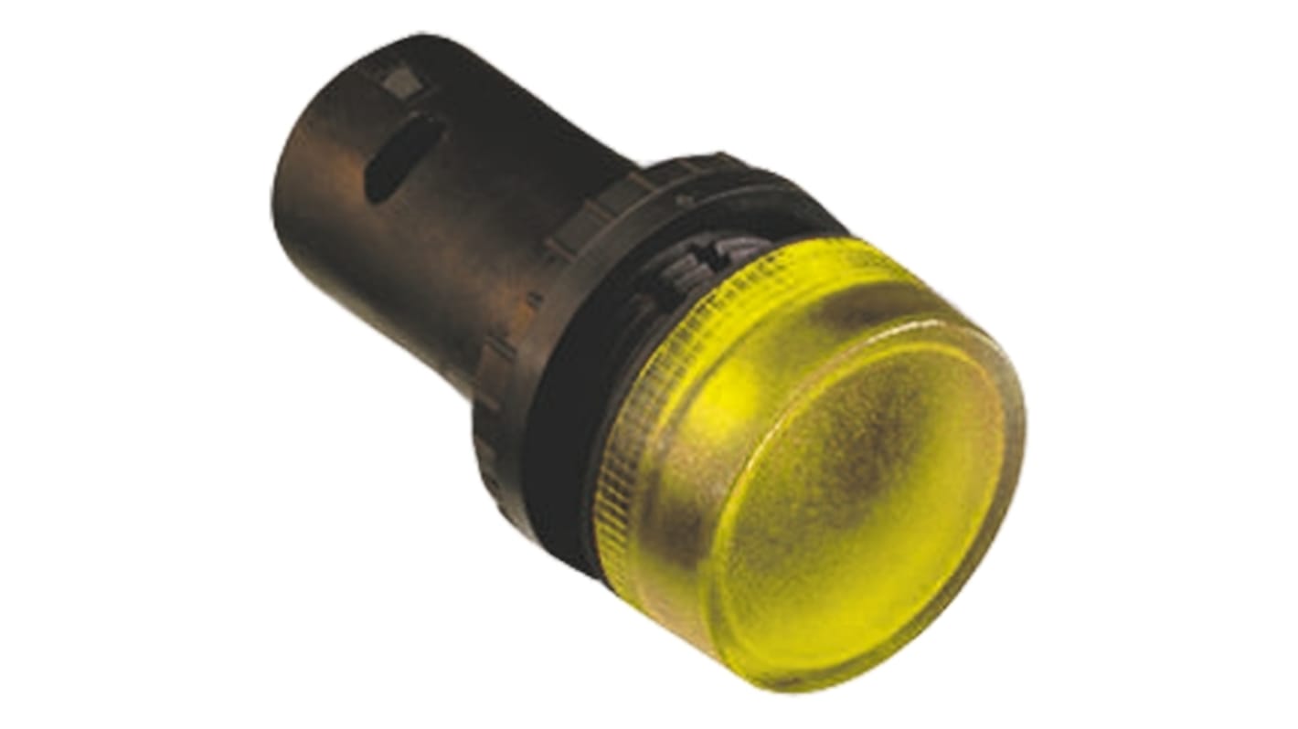 ABB, ABB Compact, Panel Mount Yellow BA9S Not Included Pilot Light, 22mm Cutout, IP69K, Round