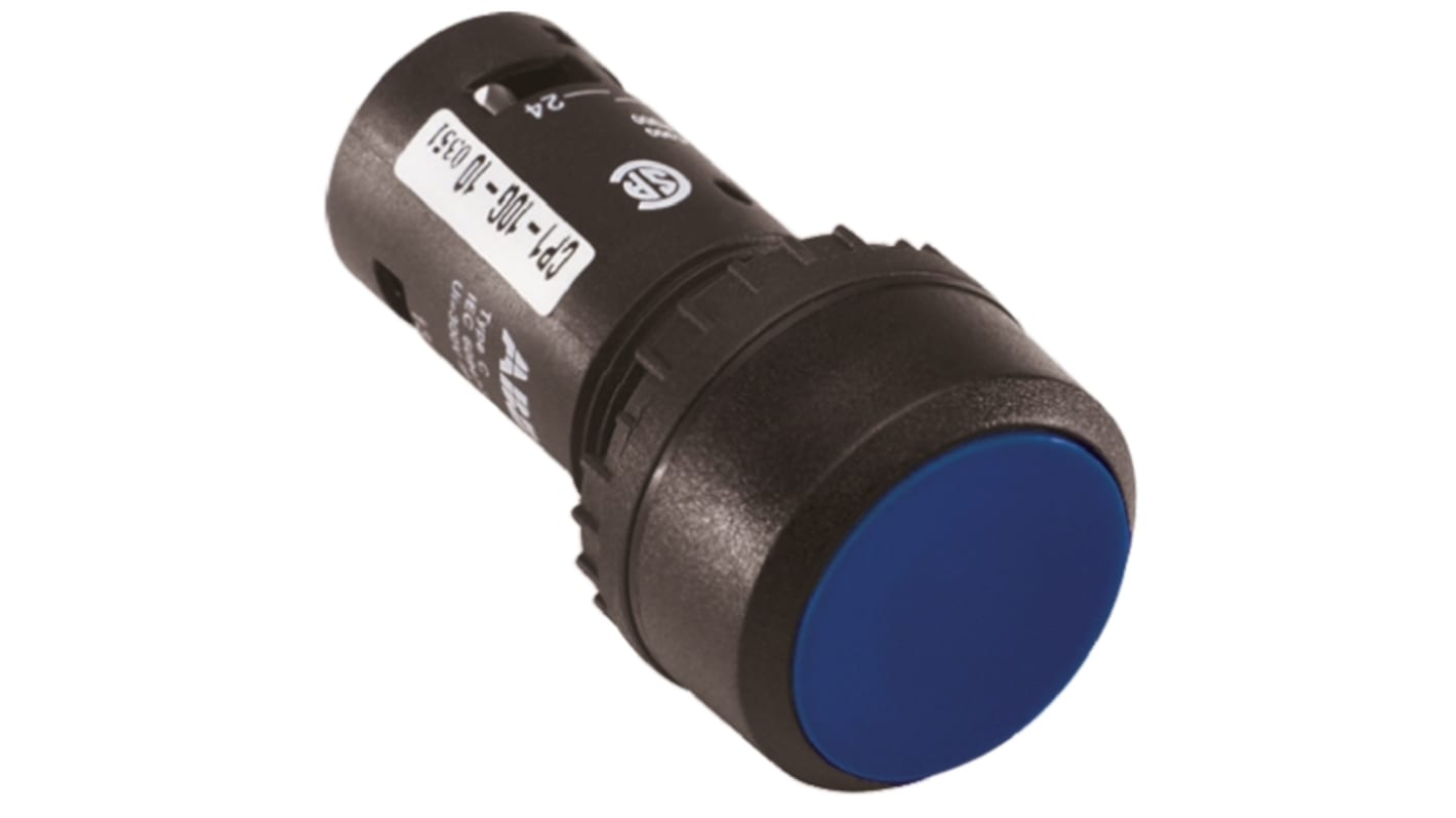 ABB 按钮, Φ22mm开孔, 面板安装, 蓝色圆形PC, 单刀双掷, IP69K, Compact系列