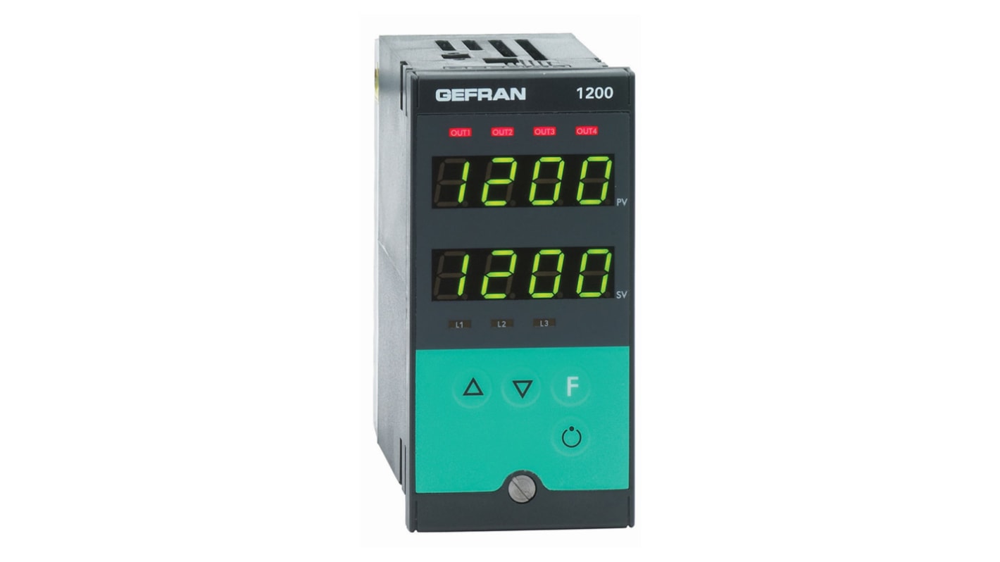 Controlador de temperatura PID Gefran serie 1200, 96 x 48 (1/8 DIN)mm, 100 Vac, 240 Vac, 2 salidas Relé