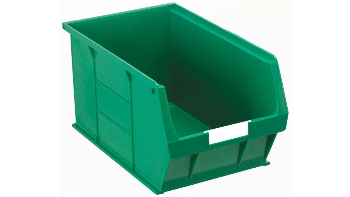 RS PRO PP Storage Bin, 350mm x 205mm x 181mm, Green