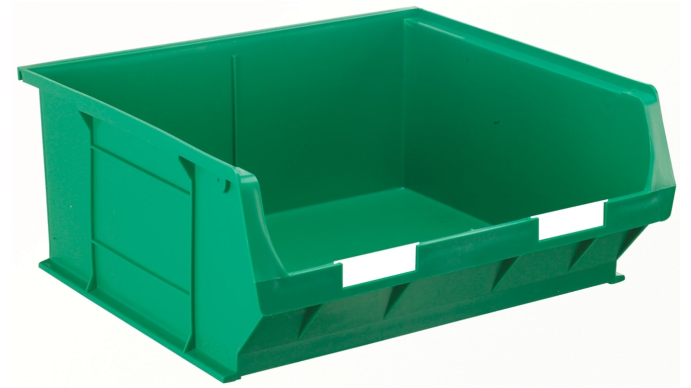 RS PRO PP Storage Bin, 376mm x 419mm x 180mm, Green