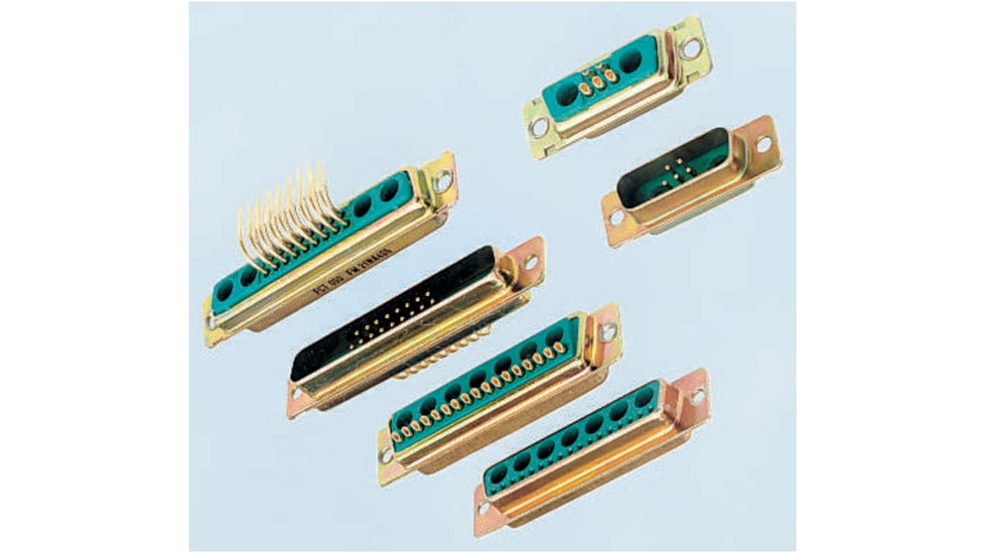 FCT from Molex FM 2 (Power), 15 (Signal) Way Right Angle Through Hole D-sub Connector Plug