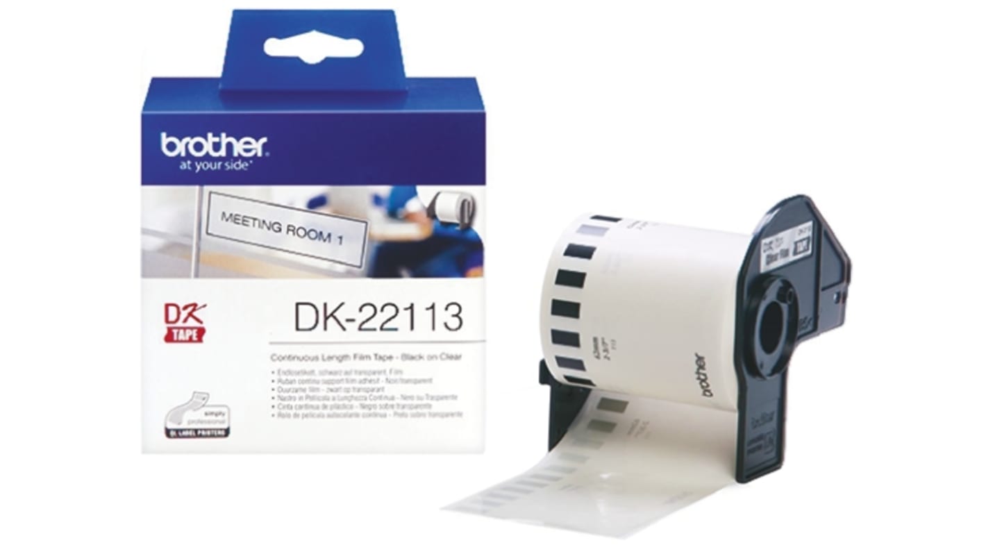 Brother Transparent Black Print Label Roll, 62mm Width, 1 Roll Qty
