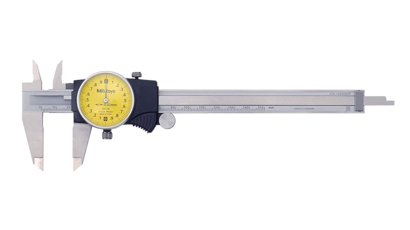 Mitutoyo Rundskala-Messschieber Analog Zöllig, metrisch 150mm, 6Zoll / ±0,03 mm