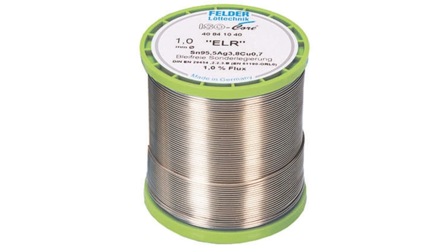 Lega saldante senza piombo Felder Lottechnik, Ø 1mm, punto fusione 217°C, 500g