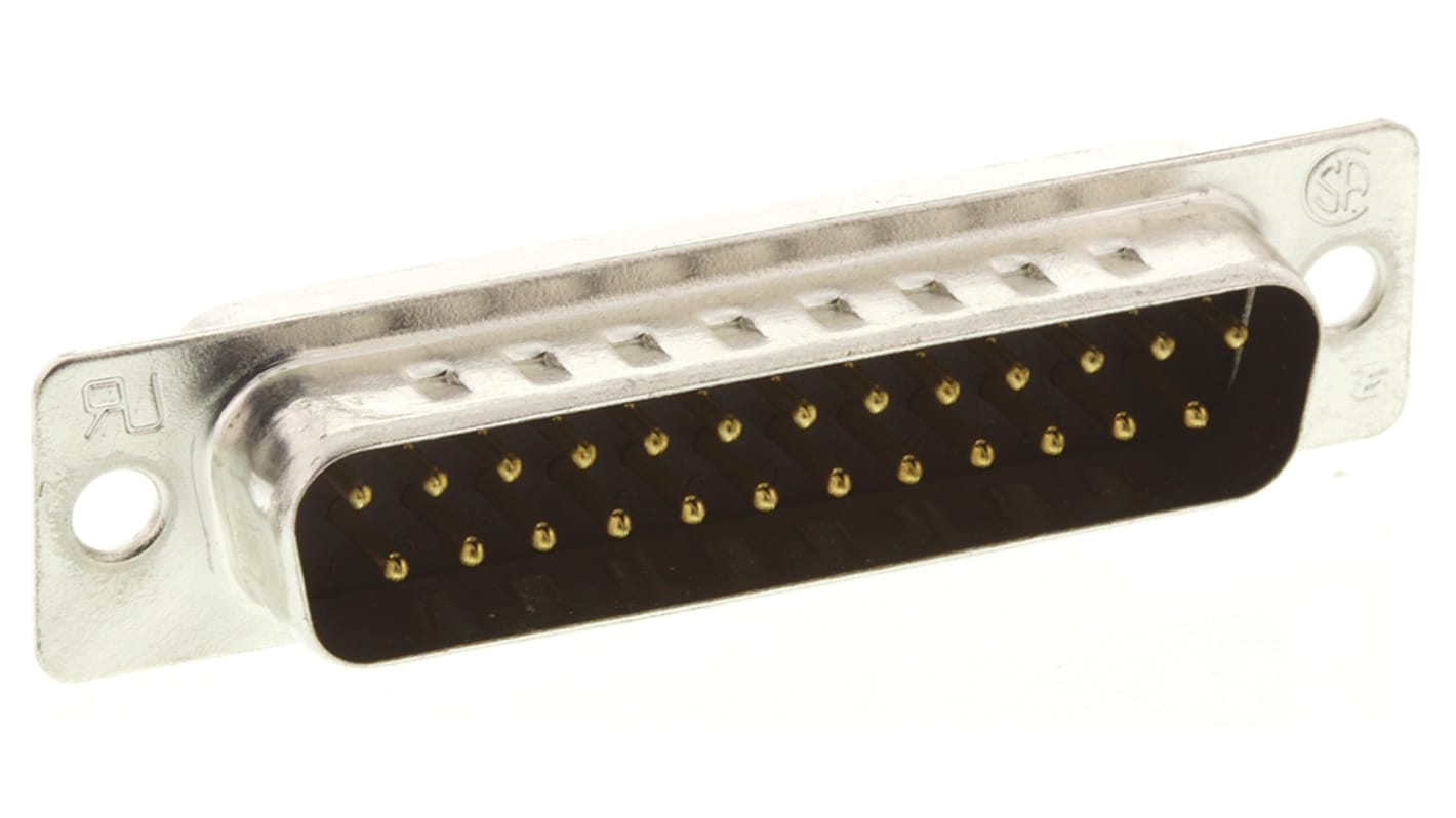 TE Connectivity DB25针标准D-Sub公插, 直向, 面板安装, 焊接端接, 250.0 v, 3A, Amplimite HD-20系列