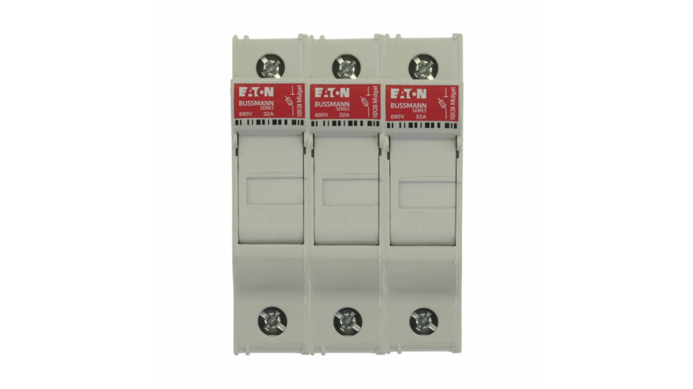 Eaton Sicherungshalter für Hutschienenmontage für 10 x 38mm Sicherungen 32A 690V ac 3P-polig