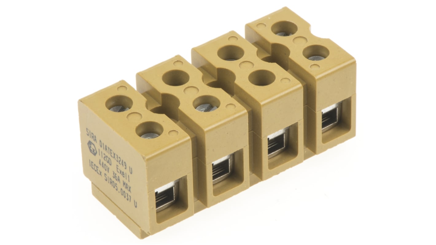 Weidmuller SAK Series Non-Fused Terminal Block, 4-Way, 41A, 22 → 10 AWG Wire, Screw Termination