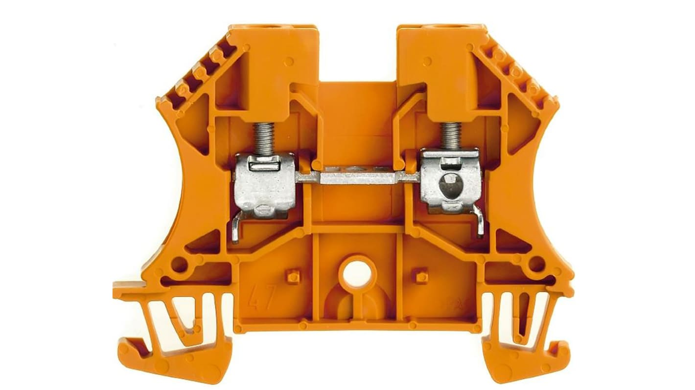 Bloc de jonction rail DIN Weidmuller WDU, 4mm², A visser, Orange