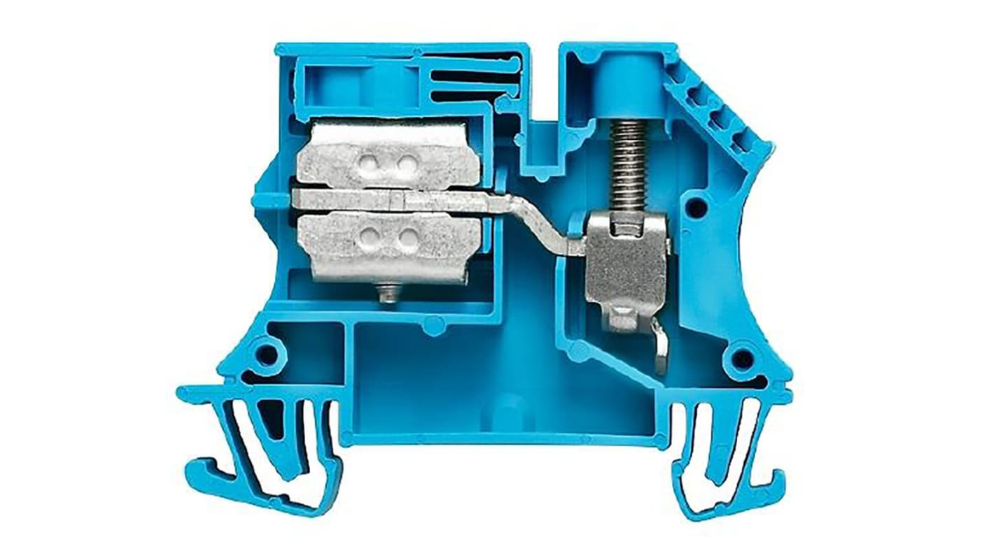 Weidmuller WNT Series Blue DIN Rail Terminal Block, 10mm², Single-Level, Busbar Termination