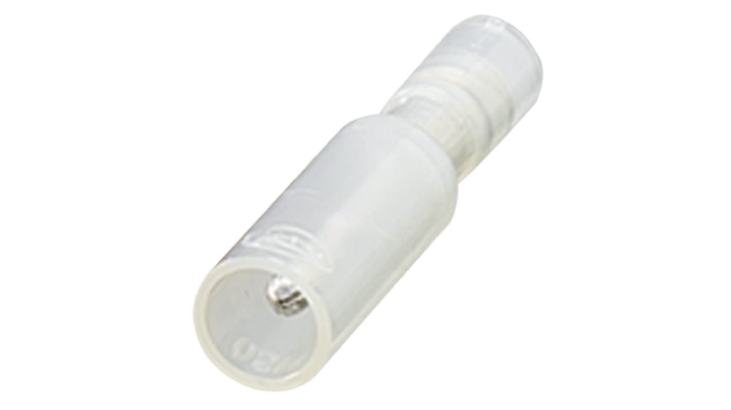 Nichifu, PC Insulated Male Crimp Bullet Connector, 0.5mm² to 0.75mm², 20AWG to 18AWG, 5.1mm Bullet diameter, Clear