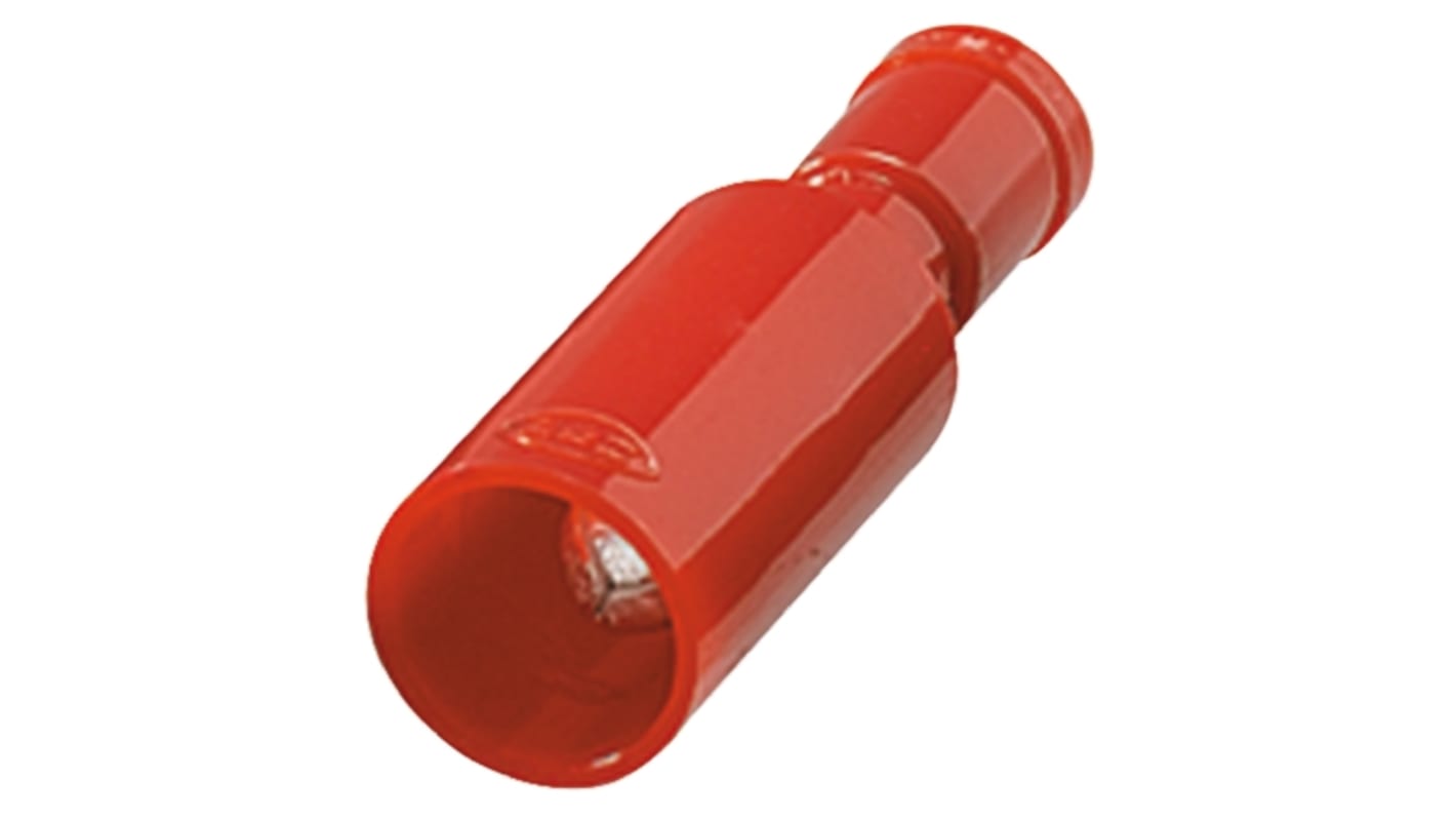 Nichifu, PC Insulated Male Crimp Bullet Connector, 0.75mm² to 1.25mm², 18AWG to 16AWG, 7.4mm Bullet diameter, Red