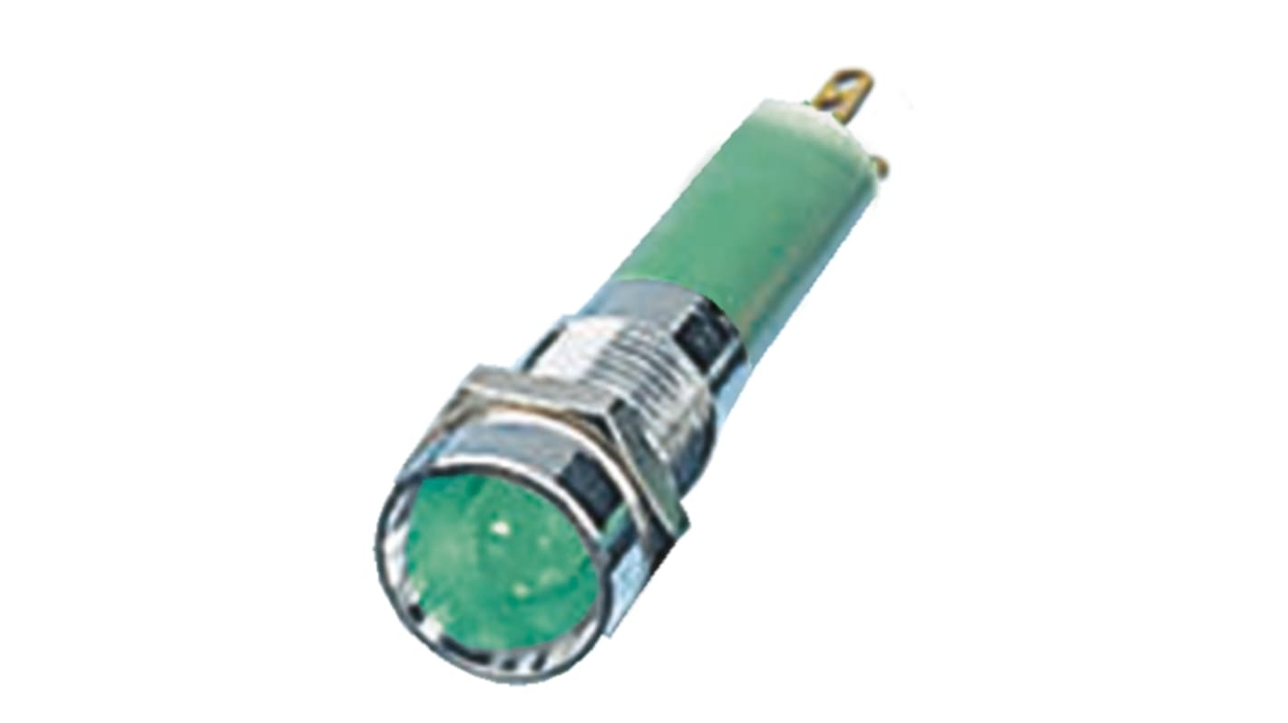 CML Innovative Technologies Grøn Lysdiode Panelmonteret kontrollampe 8mm hulstr., Forsænket, 12V, Krom frontramme