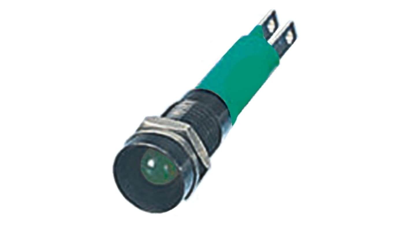 CML Innovative Technologies Green Panel Mount Indicator, 24V, 8mm Mounting Hole Size, Solder Tab Termination, IP67